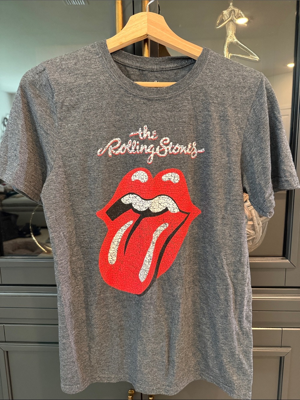 The Rolling Stones Kids Heather Gray Tee with Red Tongue Graphic
